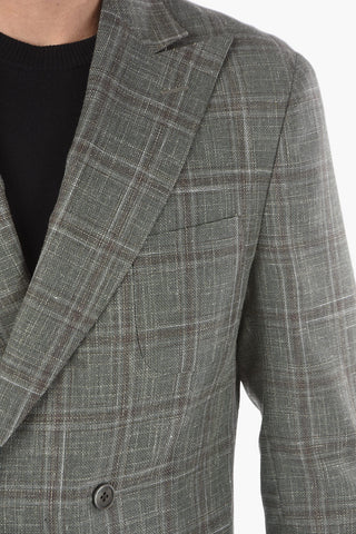 plaid side vents peak lapel GATE double-breasted blazer