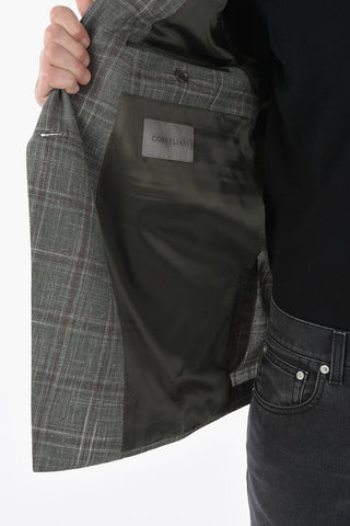 plaid side vents peak lapel GATE double-breasted blazer