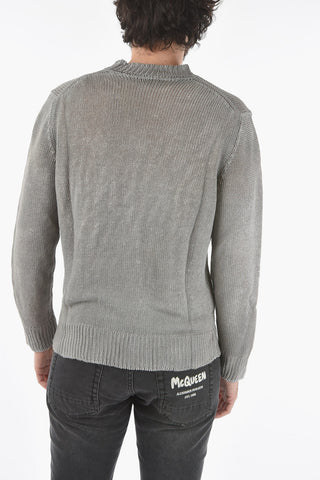 Shaded Effect Linen Crew-Neck Sweater