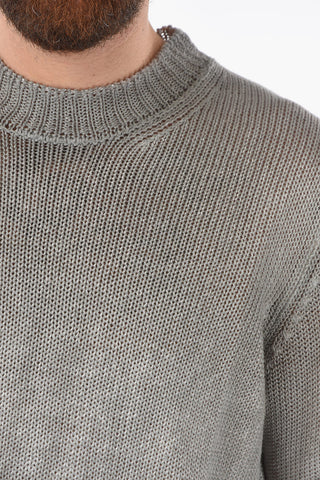 Shaded Effect Linen Crew-Neck Sweater