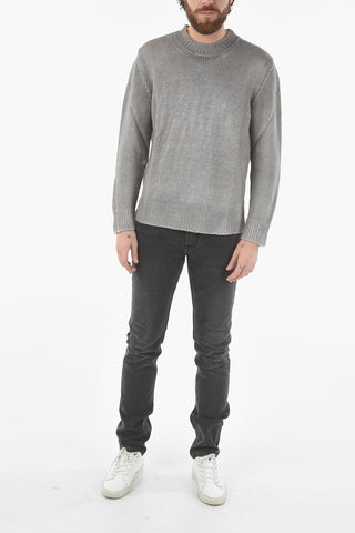 Shaded Effect Linen Crew-Neck Sweater