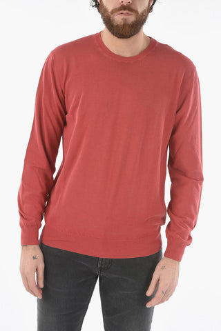 Lightweight Cotton Solid Color Crew-Neck Sweater