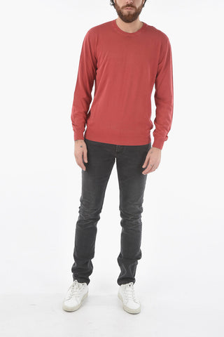 Lightweight Cotton Solid Color Crew-Neck Sweater