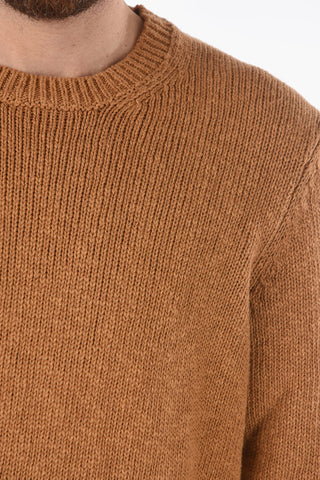 Cotton and Linen Cable Knit Crew-Neck Sweater