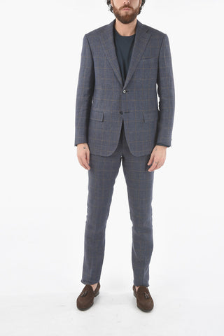 abito 2 bottoni MANTUA windowpane check in lino due spacchi