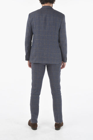 abito 2 bottoni MANTUA windowpane check in lino due spacchi