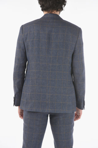 abito 2 bottoni MANTUA windowpane check in lino due spacchi