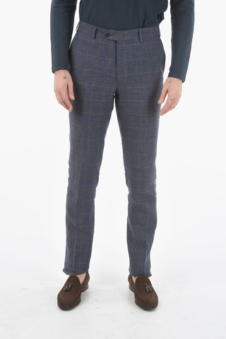 abito 2 bottoni MANTUA windowpane check in lino due spacchi