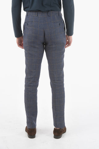 abito 2 bottoni MANTUA windowpane check in lino due spacchi