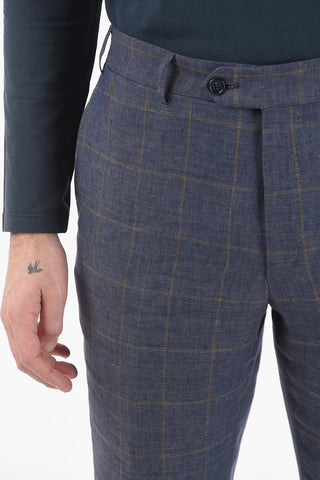 abito 2 bottoni MANTUA windowpane check in lino due spacchi