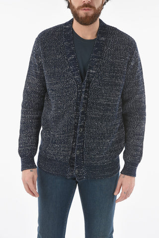 V-Neck Cotton and Flax Cardigan