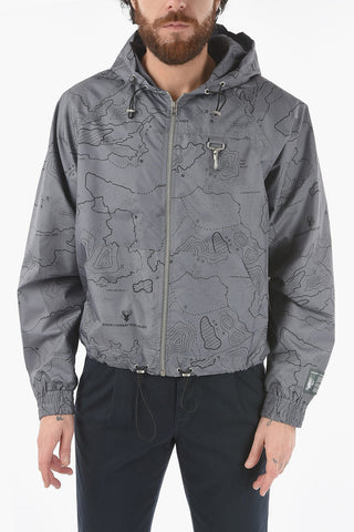 All Over Printed TRAIL MAP Jacket with Hood