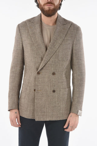 side vents peak lapel double-breasted blazer