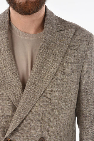 side vents peak lapel double-breasted blazer