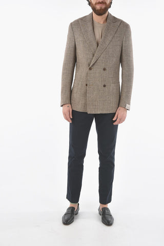 side vents peak lapel double-breasted blazer