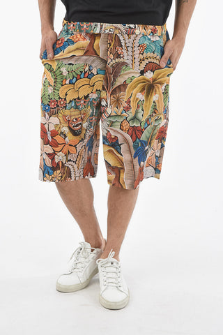 Silk Floral Printed Shorts with 4 Pockets