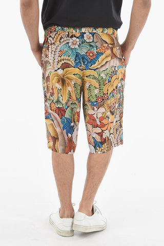 Silk Floral Printed Shorts with 4 Pockets