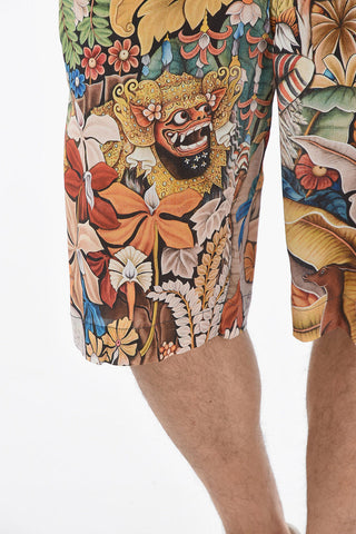Silk Floral Printed Shorts with 4 Pockets