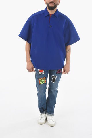 Solid Color Oversized Polo Shirt