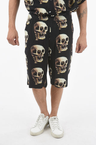 Skulls Printed Drawstring Waist Shorts