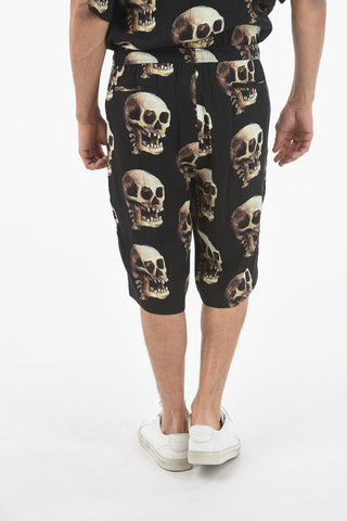 Skulls Printed Drawstring Waist Shorts
