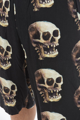 Skulls Printed Drawstring Waist Shorts