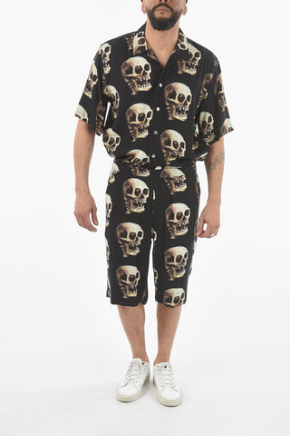 Skulls Printed Drawstring Waist Shorts