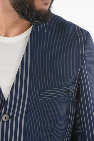 Zweiknopfjacke FALERIO gestreift mit V-Ausschnitt und mittigem Schlitz