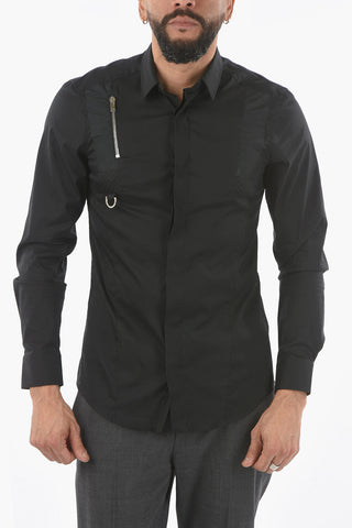 Camicia a Tinta Unita con Abbottonatura Nascosta