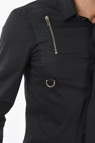 Camicia a Tinta Unita con Abbottonatura Nascosta