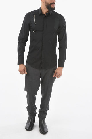 Camicia a Tinta Unita con Abbottonatura Nascosta