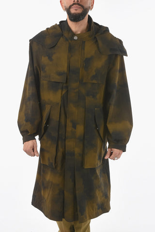 Tie Dye effect Maxi Parka with Hood