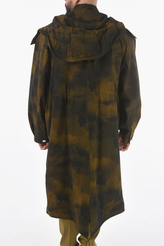 Tie Dye effect Maxi Parka with Hood