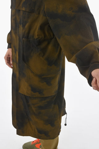 Tie Dye effect Maxi Parka with Hood