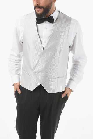 Two-Tone Silk Waistcoat ACADEMY CERIMONIA with All-Over Logo on Back