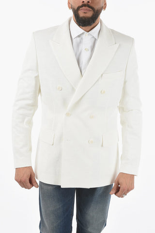 side vents peak lapel double-breasted blazer