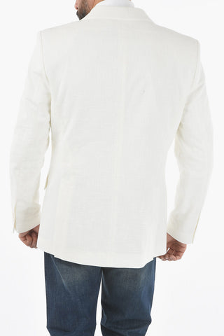 side vents peak lapel double-breasted blazer