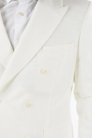 side vents peak lapel double-breasted blazer