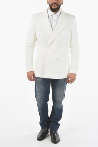 side vents peak lapel double-breasted blazer