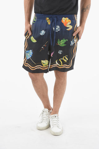 All-Over Printed CLUB NUIT Shorts with Contrasting Side Band