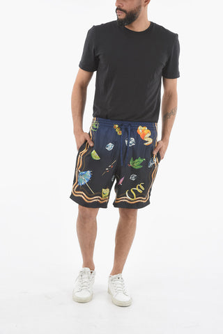 All-Over Printed CLUB NUIT Shorts with Contrasting Side Band
