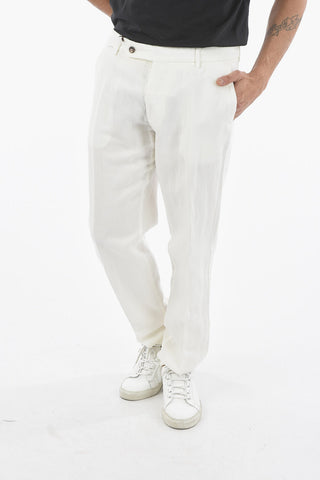 Pantaloni Dritti a 3 Tasche in Lino