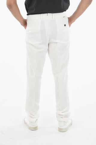 Pantaloni Dritti a 3 Tasche in Lino