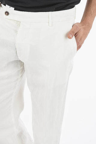 Pantaloni Dritti a 3 Tasche in Lino