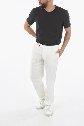 Pantaloni Dritti a 3 Tasche in Lino