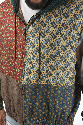Silk Multi Patterned Jacket with Hood