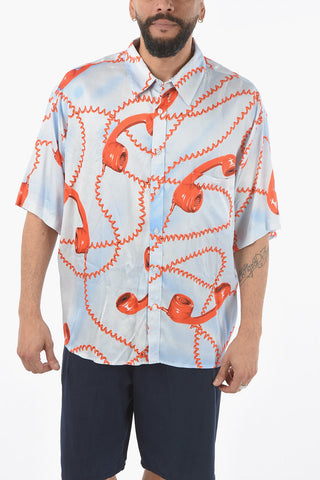 Camicia a Manica Corta con Stampa Telefoni