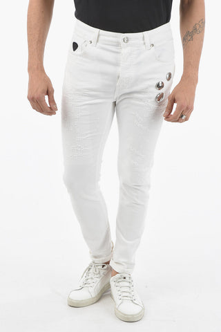 Jeans Distressed MICK Skinny Fit con Spille 15cm