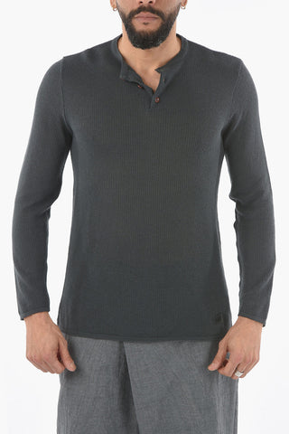 Cotton Blend Ribbed BALESTRIERI Henley Sweater