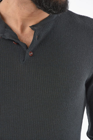 Cotton Blend Ribbed BALESTRIERI Henley Sweater